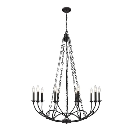 Z-Lite Arabella Chandelier, 10-Light, 33 In.W x 44 In.H, Matte Black/Matte Black 3500-10MB